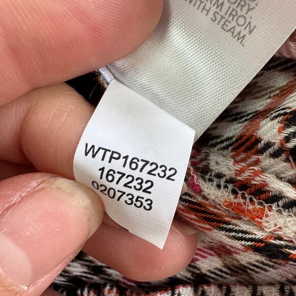 J.Jill Top Womens X Small Petite Pink Tea Rose Plaid Ruffled Button Front Blouse - Picture 6 of 10